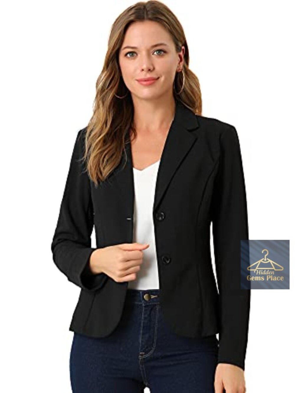 Women's Stretch Blazer Long Sleeve Notch Lapel Office Suit Jacket Workwear